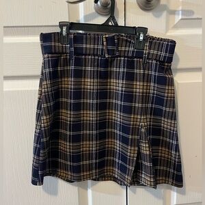 Navy & Yellow Plaid Skirt